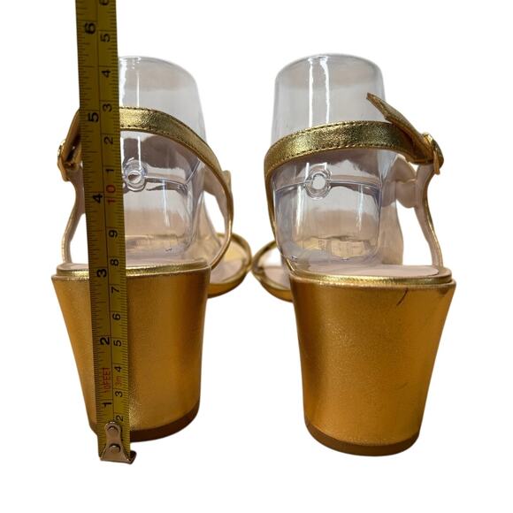 Stuart Weitzman Dancer Twistie Gold Metallic Braided Sandal Heel, Size 10.5 - Picture 7 of 9